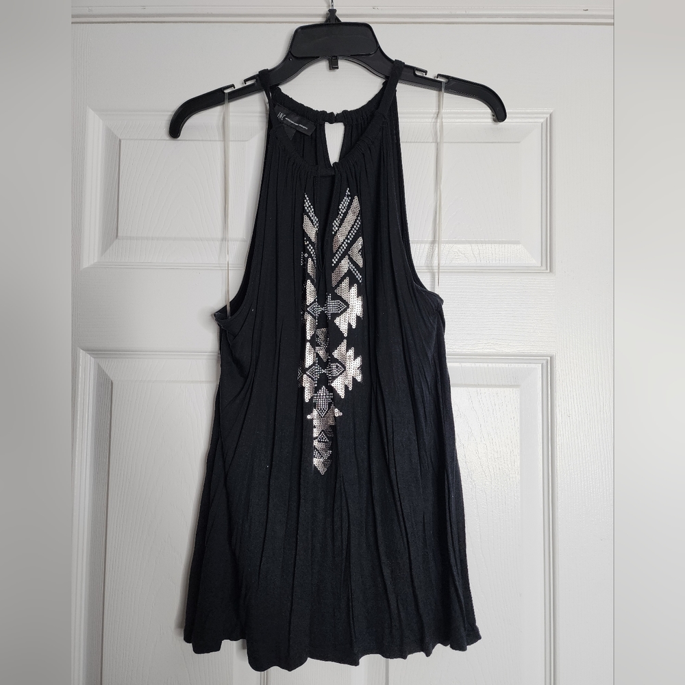 INC Black Blingy top with sequins - Size Large